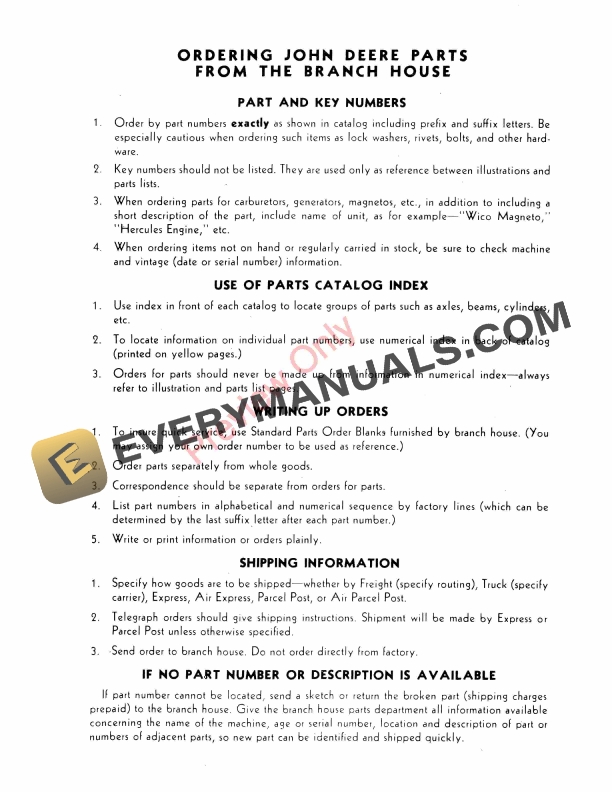 John Deere Model ‘LA’ Tractor Parts Catalog PC151 01APR59-4