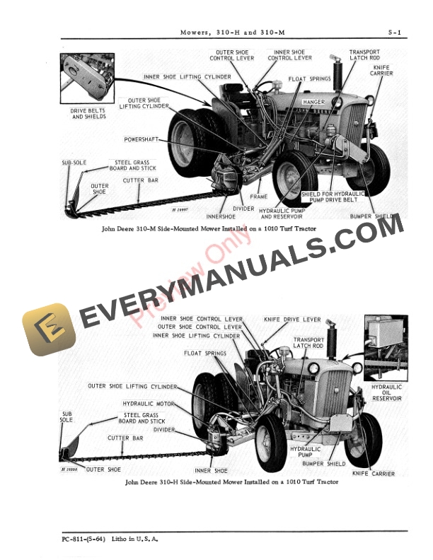 John Deere Mowers – 310-H, 310-M Parts Catalog PC811 01MAY64-3