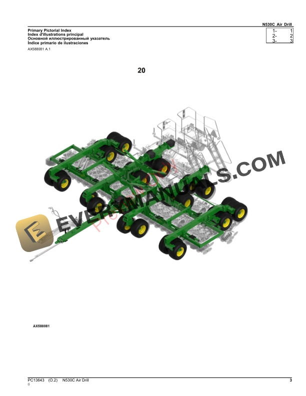 John Deere N530C Air Drill Parts Catalog PC13643 31AUG23-3