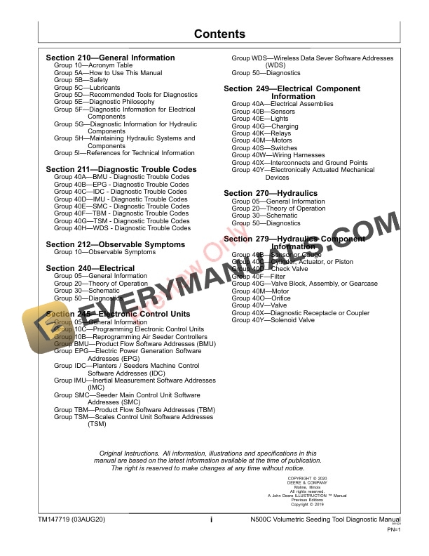 John Deere N540C N542C N530C and N536C N500C Series Volumetric Metering No Diagnostic Technical Manual TM147719 03AUG20 3