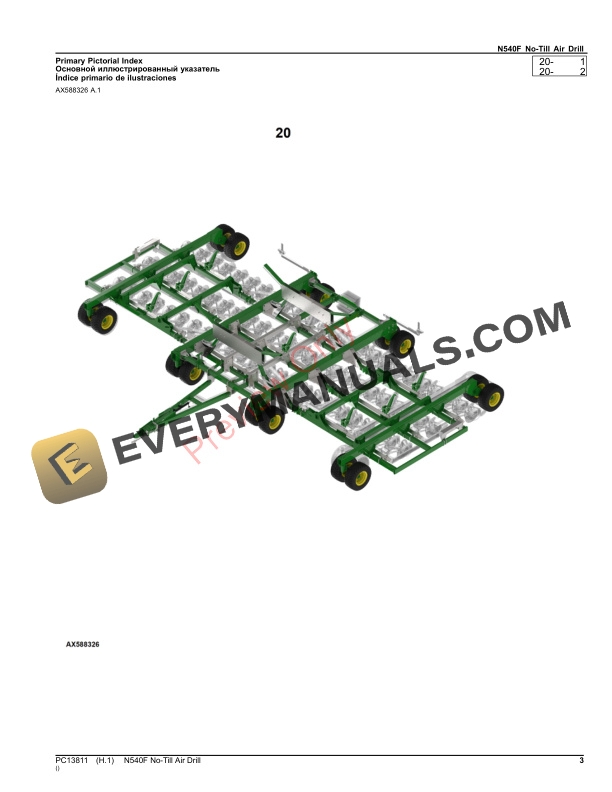 John Deere N540F No-Till Air Drill Parts Catalog PC13811 17SEP23-3