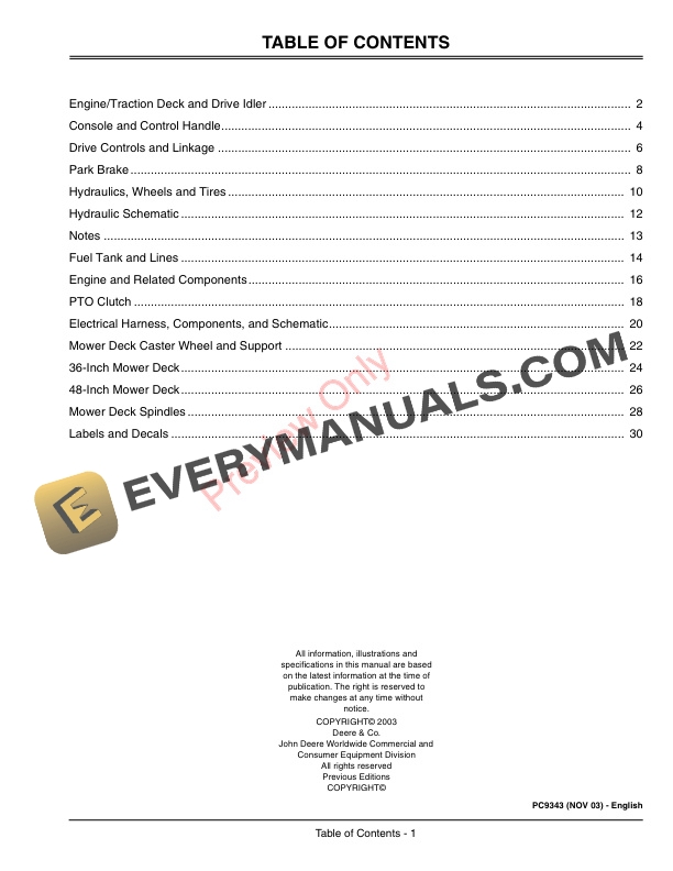 John Deere NB Loop Scamper Technical Manual PC9343 01NOV03-3