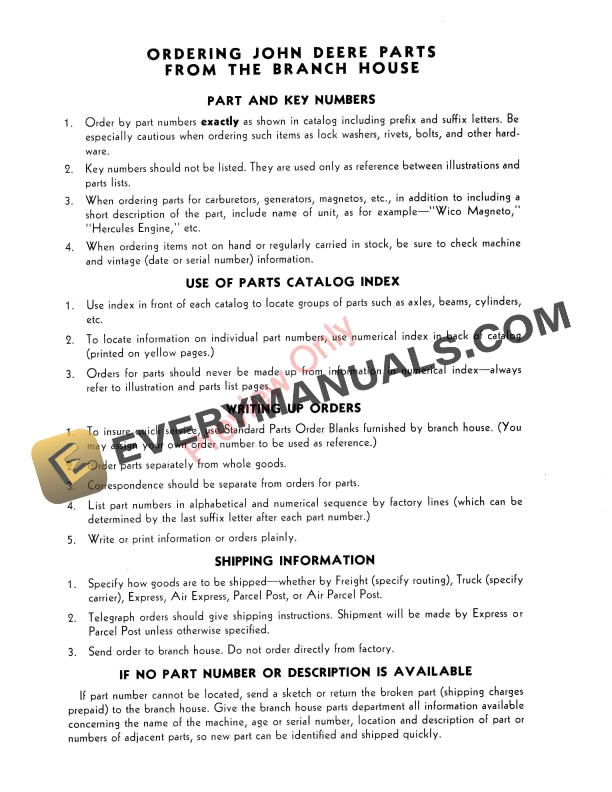 John Deere No. 1 Wheel Harrow Drawbar Parts Catalog PC535 01FEB59-4