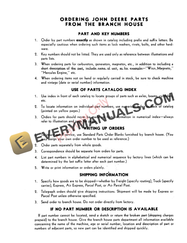 John Deere No. 26 Rear-End Loader Parts Catalog PC261 01JUL56-3