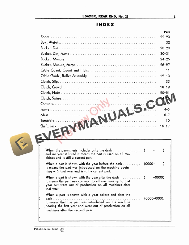 John Deere No. 26 Rear-End Loader Parts Catalog PC261 01JUL56-5