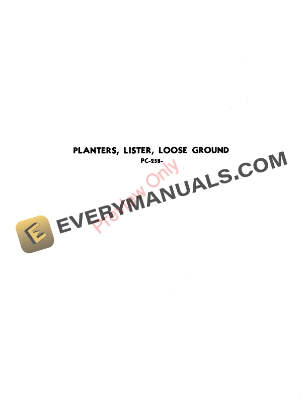 John Deere No. 5 Lister Loose Ground Planter Parts Catalog PC258 01JUN52-1