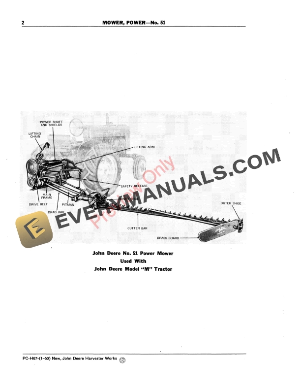 John Deere No. 51 Power Mower Parts Catalog PCH67 01JAN50 5 John Deere No. 51 Power Mower Parts Catalog PCH67 01JAN50-4