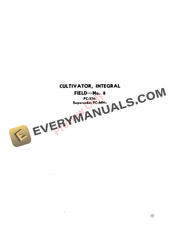 John Deere No. 8 Integral Field Cultivator Parts Catalog PC274 01SEP52-2