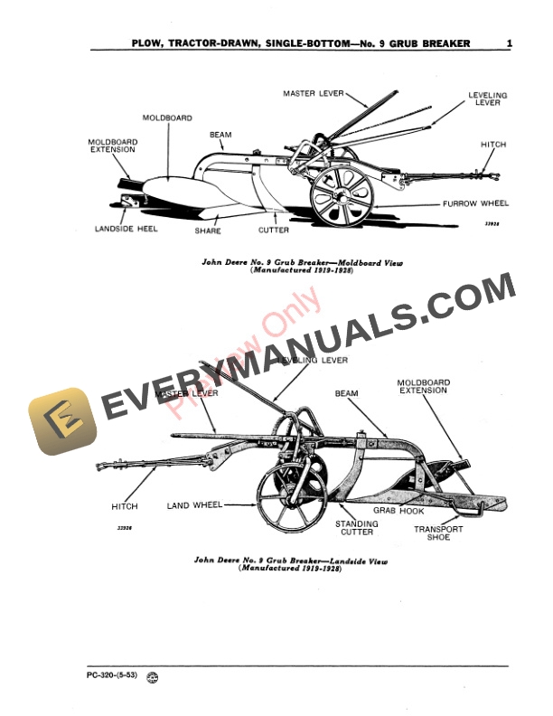 John Deere No. 9 Grub Breaker Parts Catalog PC320 01MAY53-3