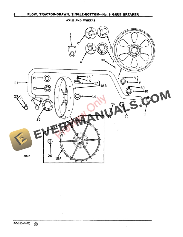 John Deere No. 9 Grub Breaker Parts Catalog PC320 01MAY53-4