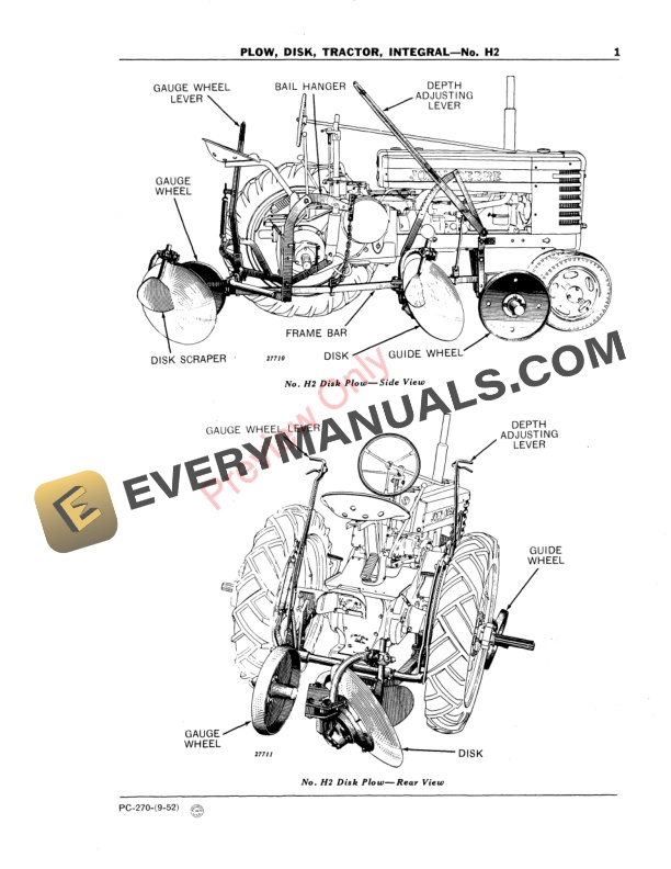 John Deere No. H2 Integral Disk Tractor Plow Parts Catalog PC270 01SEP52 PDF 10 John Deere No. H2 Integral Disk Tractor Plow Parts Catalog PC270 01SEP52-3