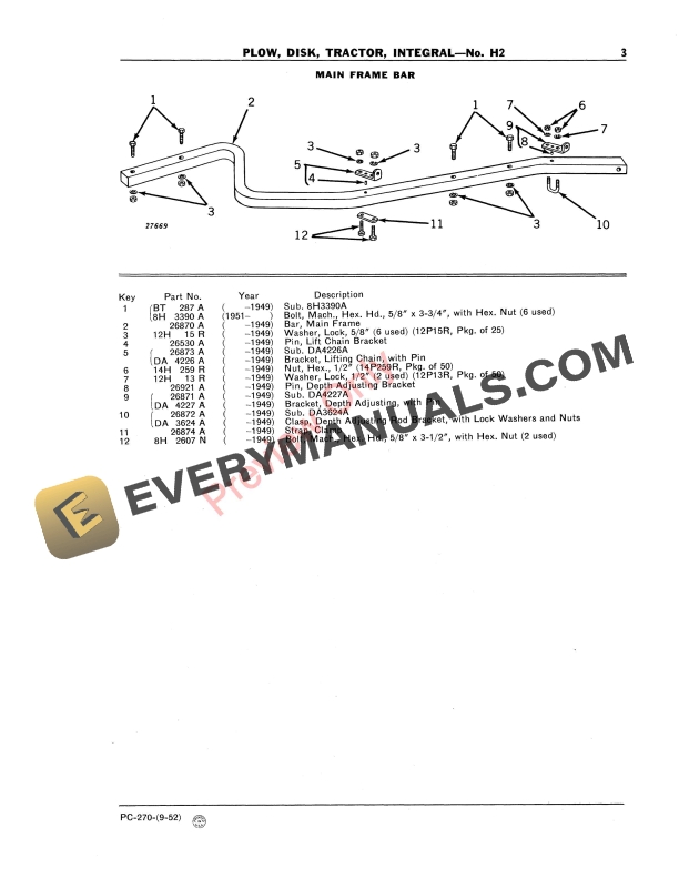 John Deere No. H2 Integral Disk Tractor Plow Parts Catalog PC270 01SEP52 PDF 12 John Deere No. H2 Integral Disk Tractor Plow Parts Catalog PC270 01SEP52-5