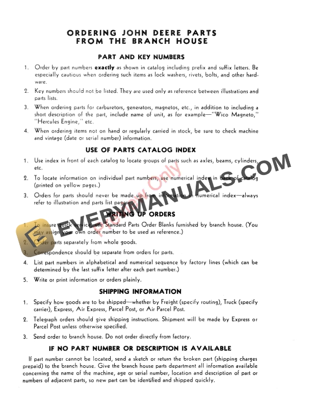 John Deere Nos. 202, 202H Two-Furrow Tractor Parts Catalog PC213 01DEC58 5 John Deere Nos. 202, 202H Two-Furrow Tractor Parts Catalog PC213 01DEC58-4