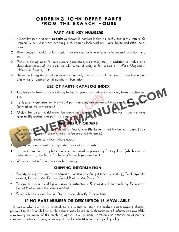 John Deere Nos. 5C, 5H, 6C, 6H Bottom Tractor Drawn Moldboard Plows Parts Catalog PC387 01OCT58 5 John Deere Nos. 5C, 5H, 6C, 6H Bottom Tractor Drawn Moldboard Plows Parts Catalog PC387 01OCT58-4