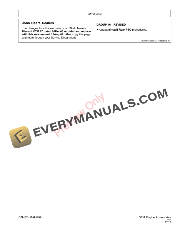 John Deere OEM Engine Accessories Component Technical Manual CTM67 11AUG09 3
