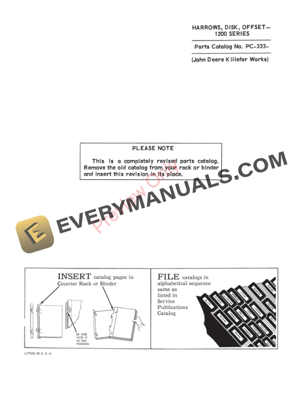 John Deere Offset Disk Harrows – 1200 Series Parts Catalog PC333 01MAY66-3