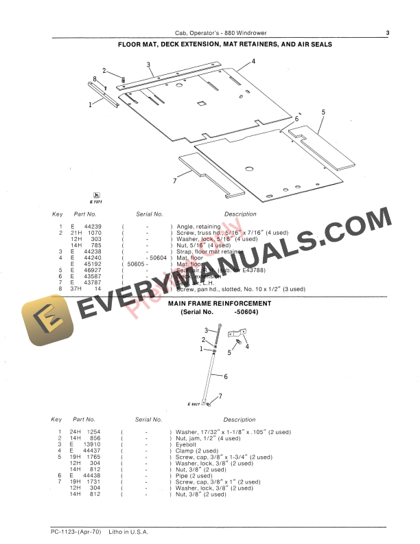 John Deere Operators Cab for 880 Windrower Parts Catalog PC1123 01APR70 5