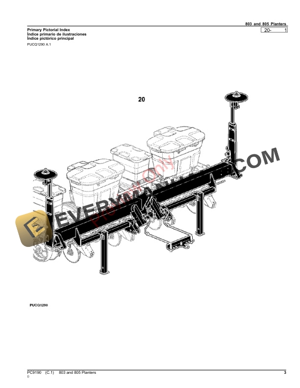 John Deere PLANTERS 803,805 Parts Catalog PC9190 10JUN20-3