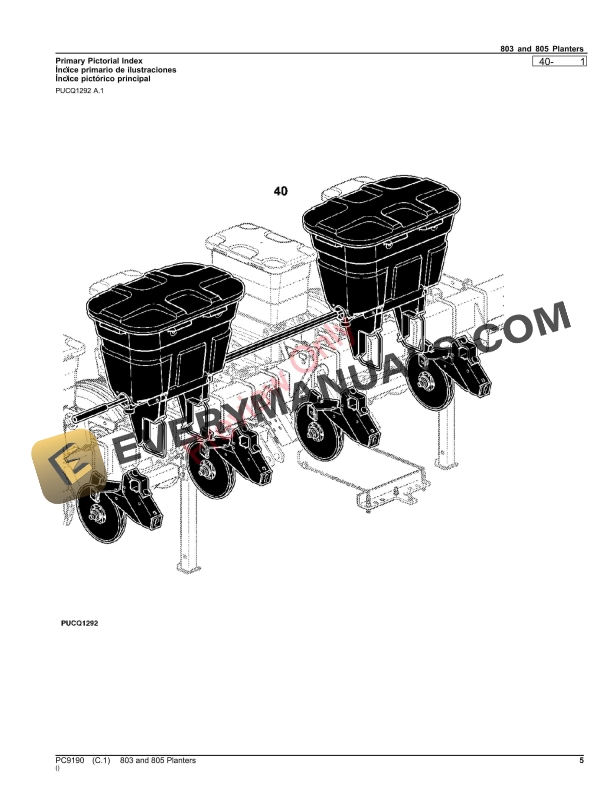 John Deere PLANTERS 803,805 Parts Catalog PC9190 10JUN20-5