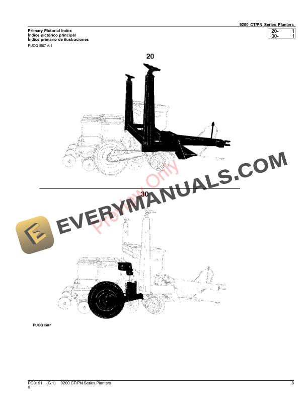 John Deere PLANTERS SERIAL 9200 CTPN Parts Catalog PC9191 29AUG22-3