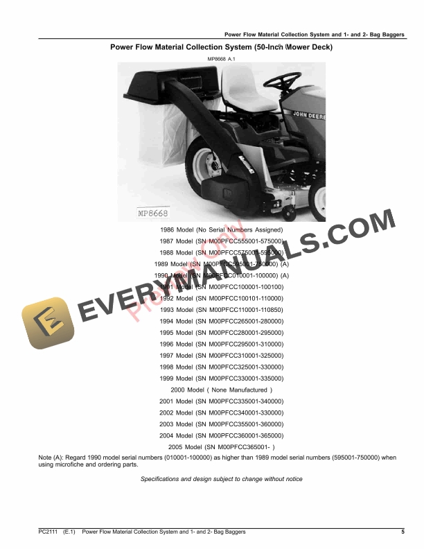 John Deere POWER FLOW MATERIAL COLLECTION SYSTEM AND 1 Parts Catalog PC2111 04NOV22-5