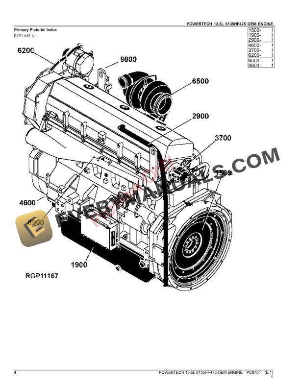 John Deere POWERTECH 13.5L 6135HF475 OEM ENGINE Parts Catalog PC9754 31OCT21-4
