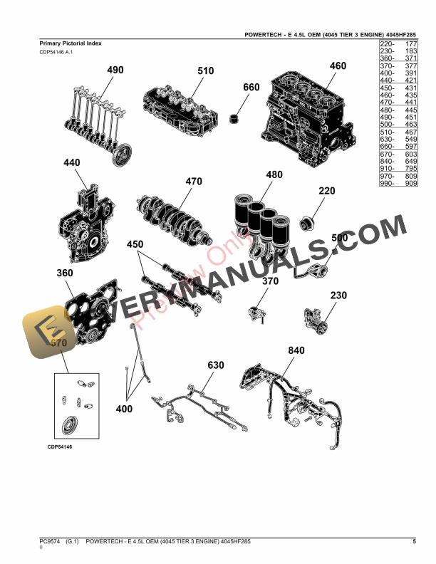 John Deere POWERTECH 4.5L 4045HF285 OEM ENGINE Parts Catalog PC9574 26NOV23-5