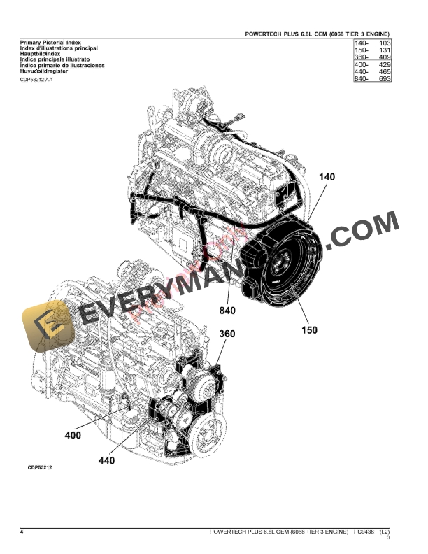 John Deere POWERTECH 6.8L 6068HF485 OEM ENGINE Parts Catalog PC9436 12NOV23-4