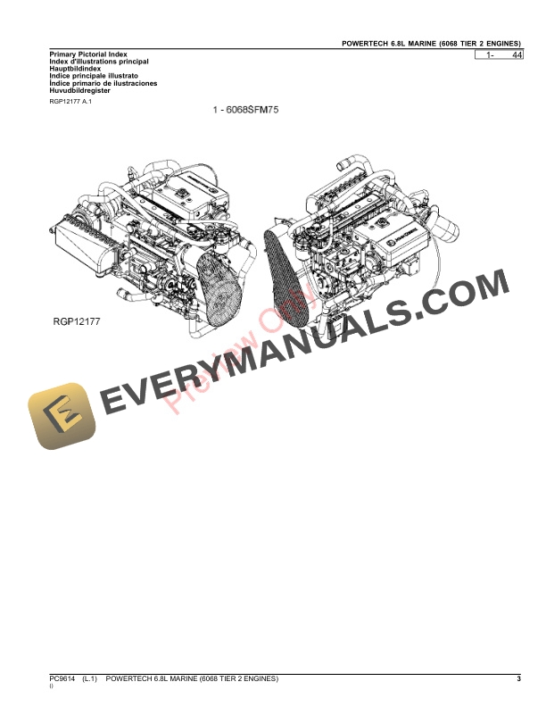 John Deere POWERTECH 6.8L 6068SFM75 MARINE (6068 TIER 2 ENGINES) Parts Catalog PC9614 03OCT23-3
