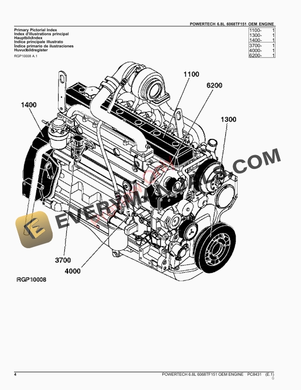 John Deere POWERTECH 6.8L 6068TF151 OEM ENGINE Parts Catalog PC8431 12SEP23-4