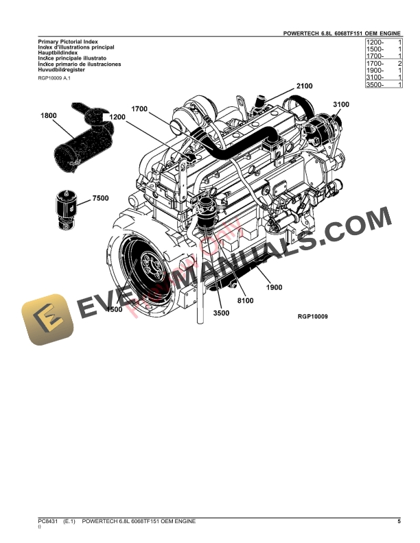 John Deere POWERTECH 6.8L 6068TF151 OEM ENGINE Parts Catalog PC8431 12SEP23-5