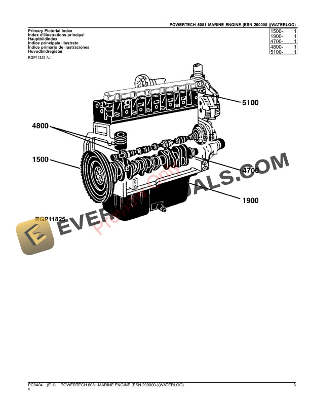 John Deere POWERTECH 8.1L-6081AFM75 MARINE ENGINE(ESN 200000 Parts Catalog PC9404 10SEP26-3