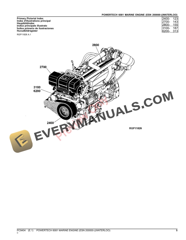 John Deere POWERTECH 8.1L-6081AFM75 MARINE ENGINE(ESN 200000 Parts Catalog PC9404 10SEP26-5