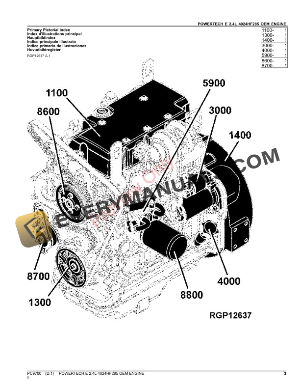 John Deere POWERTECH E 2.4L 4024HF285 OEM ENGINE Parts Catalog PC9700 11JAN23-3