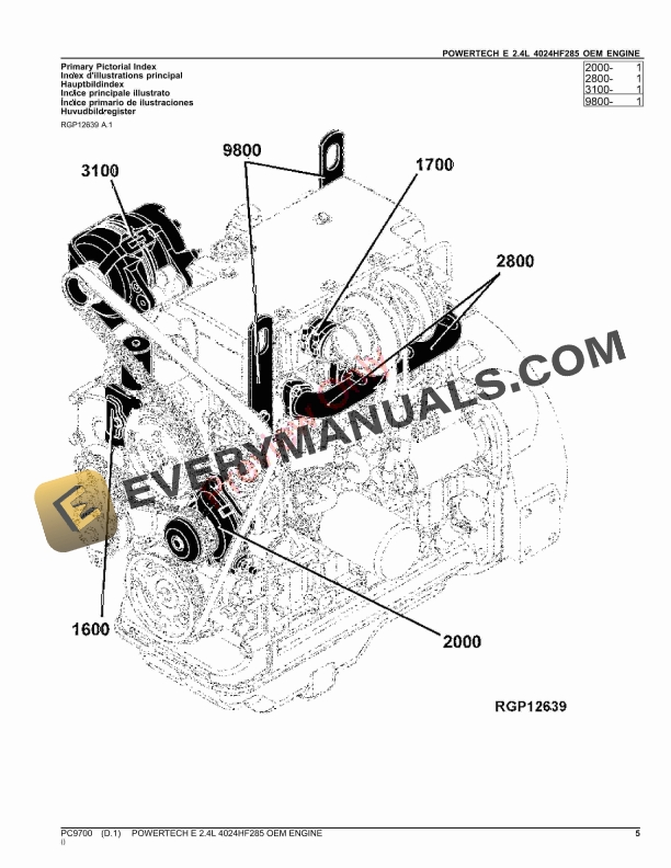 John Deere POWERTECH E 2.4L 4024HF285 OEM ENGINE Parts Catalog PC9700 11JAN23-5
