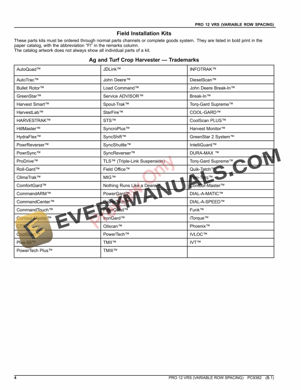 John Deere PRO 12 VRS (VARIABLE ROW SPACING) Parts Catalog PC9382 26SEP22-4