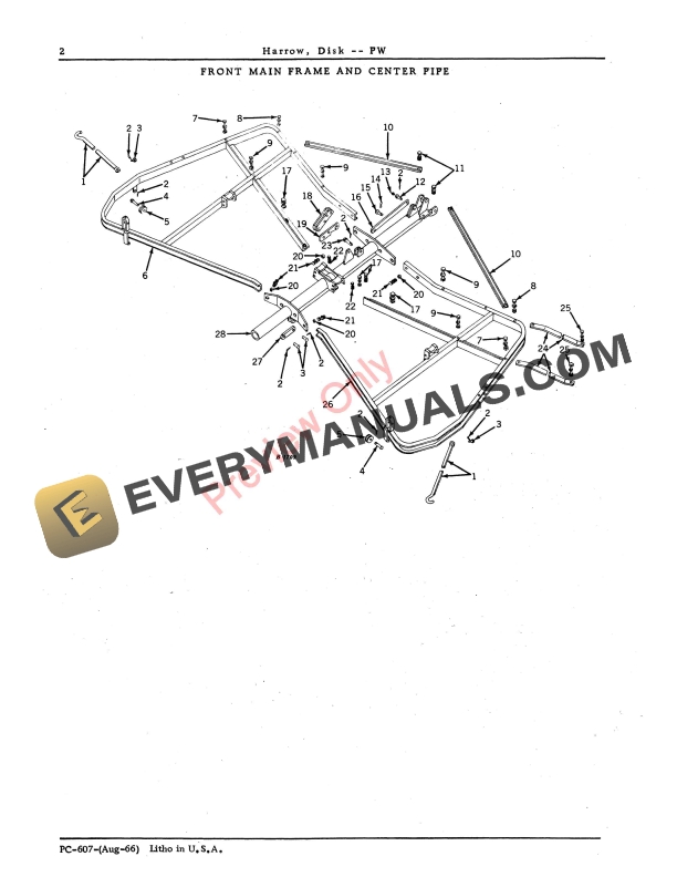 John Deere PW Disk Harrow Parts Catalog PC607 01AUG66-4