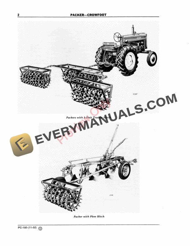 John Deere Packer – Crowfoot Parts Catalog PC192 01NOV52-4