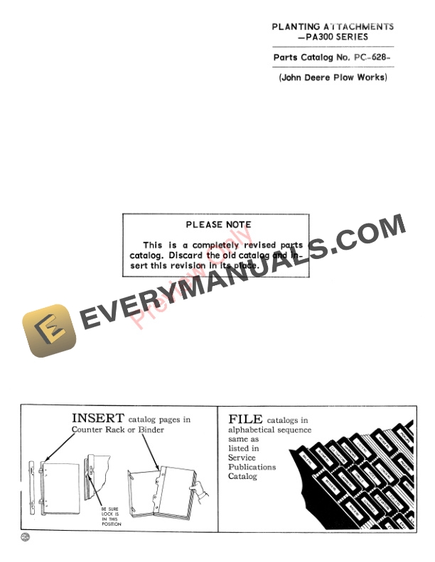 John Deere Planting Attachments – PA300 Series Parts Catalog PC628 01MAY64-3