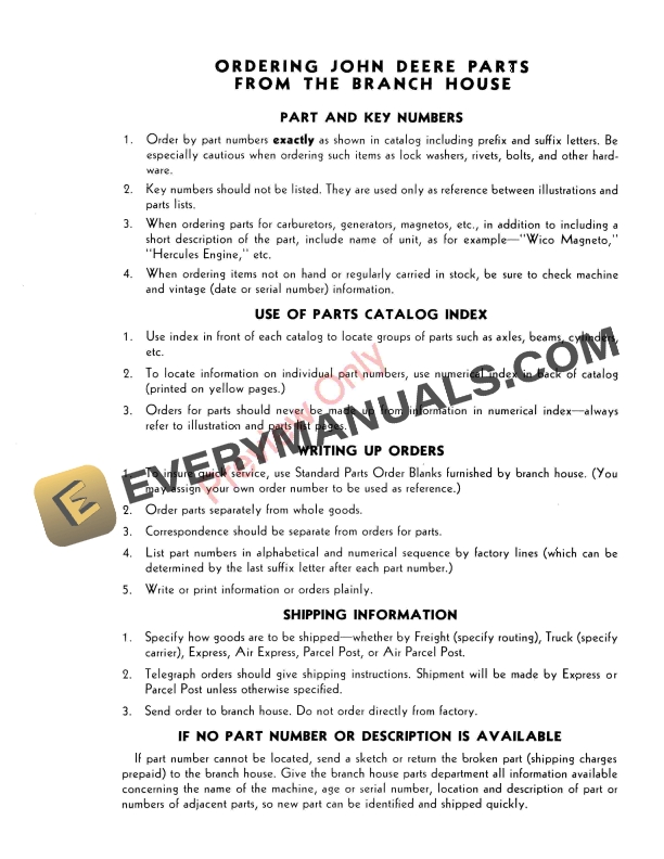 John Deere Planting Attachments – PA40, PA50 Series Parts Catalog PC665 01DEC59-5