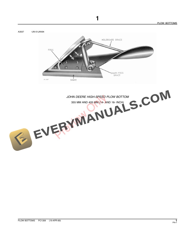 John Deere Plow Bottoms Parts Catalog PC1308 03MAR08 4 John Deere Plow Bottoms Parts Catalog PC1308 03MAR08-3
