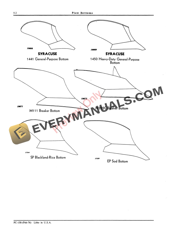 John Deere Plow Bottoms Parts Catalog PC158 01FEB76 5 John Deere Plow Bottoms Parts Catalog PC158 01FEB76-4