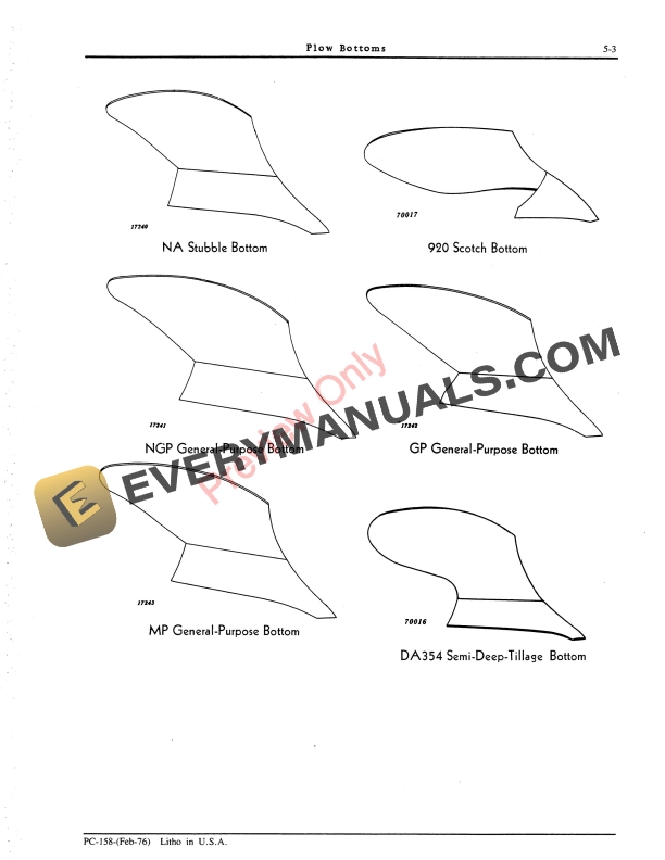 John Deere Plow Bottoms Parts Catalog PC158 01FEB76 6 John Deere Plow Bottoms Parts Catalog PC158 01FEB76-5