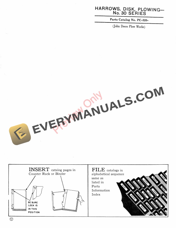 John Deere Plowing Disk Harrows – No. 30 Series Parts Catalog PC520 01FEB58-1