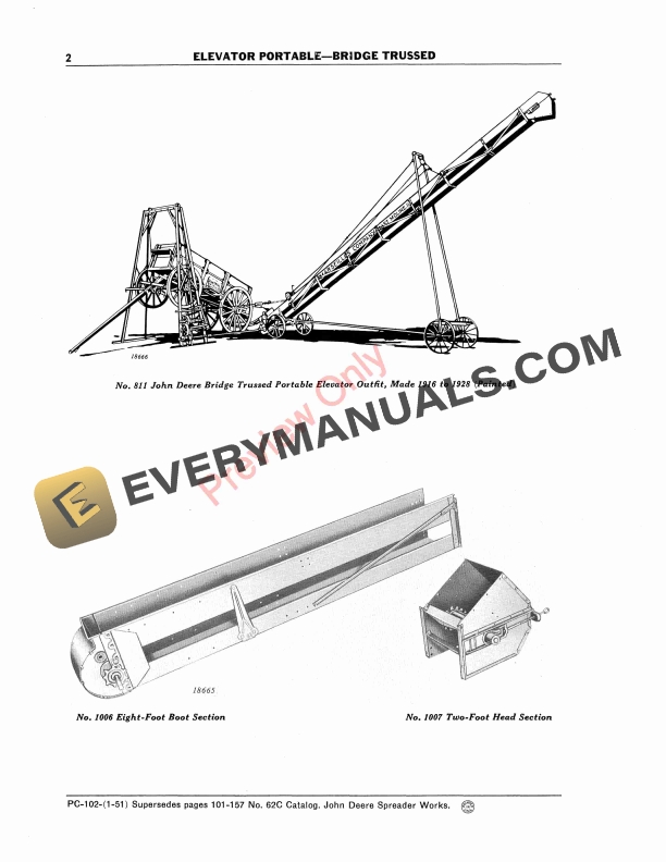 John Deere Portable Elevator Bridge Trussed Parts Catalog PC102 01SEP53 4