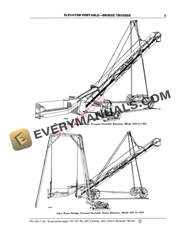 John Deere Portable Elevator Bridge Trussed Parts Catalog PC102 01SEP53 5