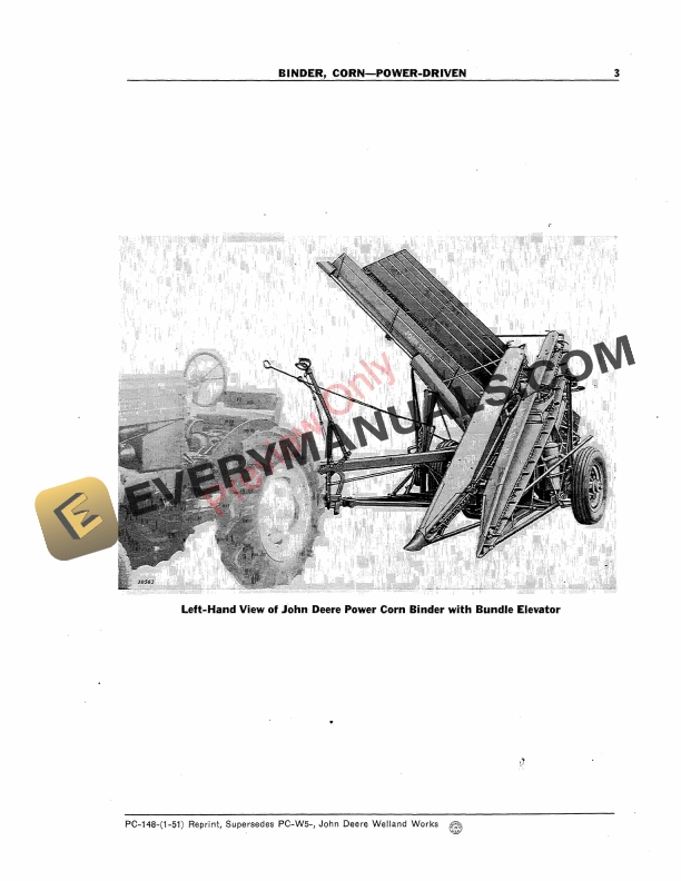 John Deere Power Driven Corn Binder Parts Catalog PC148 01JAN51-5