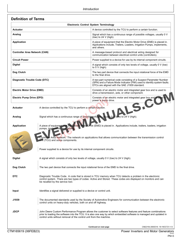 John Deere Power Inverters and Motor Generators PD280 and PD400 Component Technical Manual CTM165619 06FEB23 3
