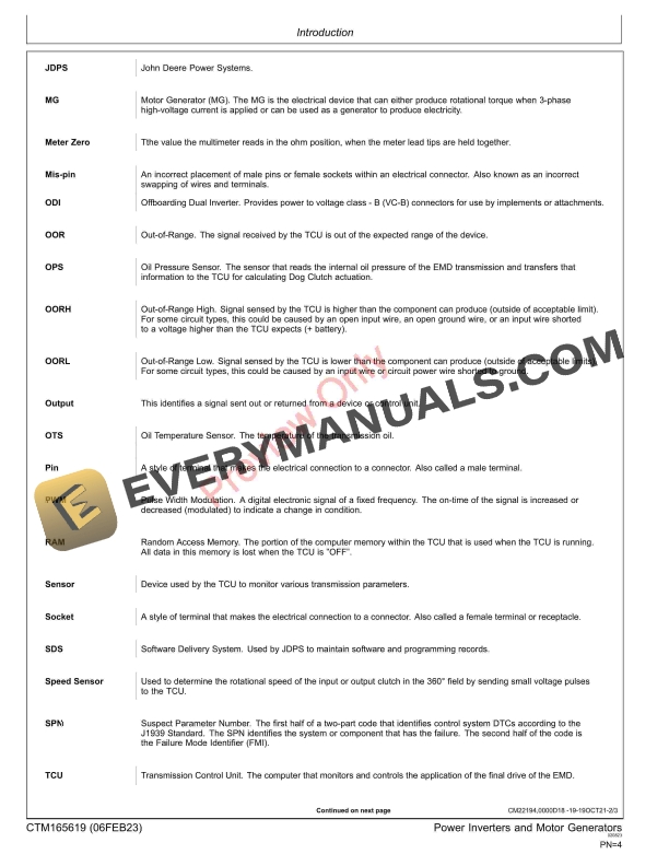 John Deere Power Inverters and Motor Generators PD280 and PD400 Component Technical Manual CTM165619 06FEB23 4