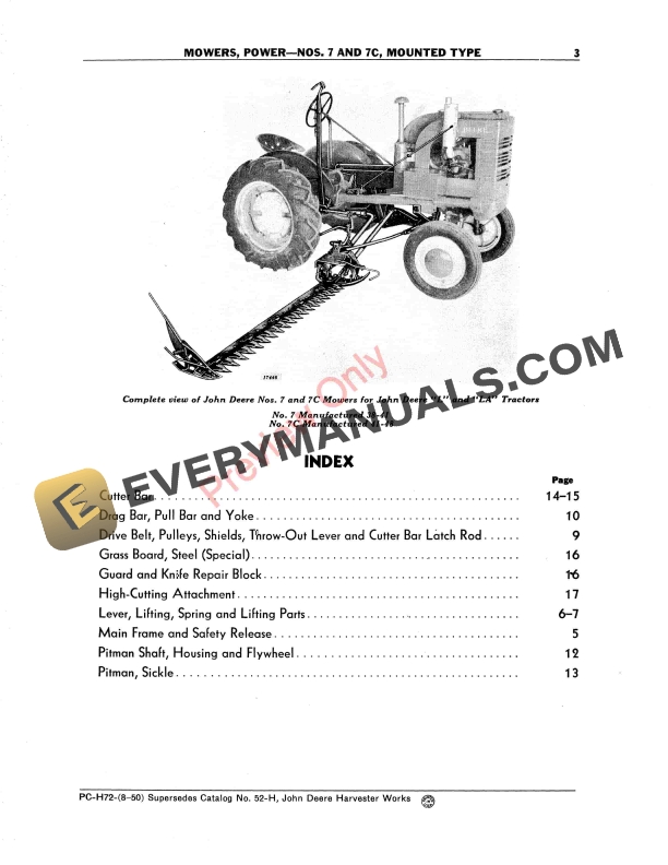 John Deere Power Mowers, Mounted Type – 7, 7C Parts Catalog PCH72 01AUG50-5